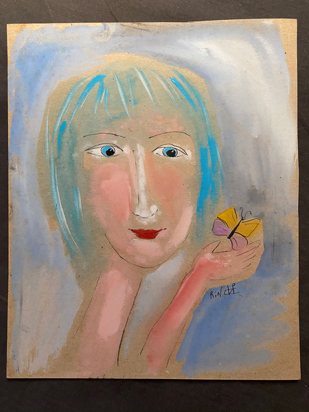 “Girl with Butterfly”  signed by Irina.