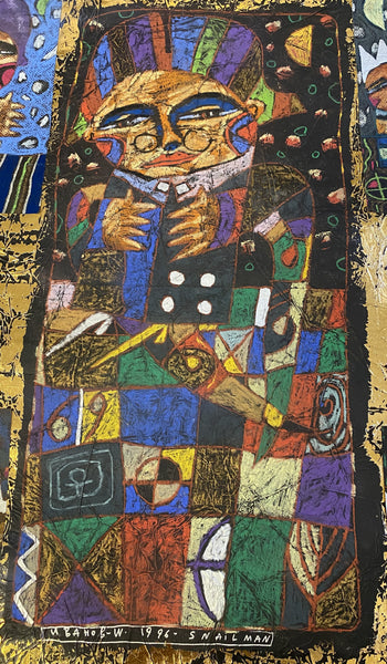 Valery "Snail Man" large center pastel directly on  33.75” x 47.125” paper stock.